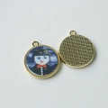 Detailed view of alloy cat pendants featuring Starry Night art style and textured back - Starry Sky Cat Round Tag