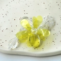 Detailed macro view of handcrafted yellow floral hair accessory with crystal beads - Bright Yellow Crystal Flower Style (A03--1——7)