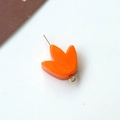 Macro detail of orange leaf-shaped acrylic bead with golden metal loop for DIY jewelry - Tulip Flower (25#) / 1 Piece / Orange