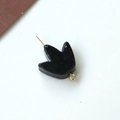 Macro view of black tulip-shaped glass bead with gold metal wire for DIY jewelry making - Tulip Flower (24#) / 1 Piece / Black