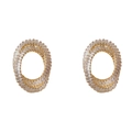 Boucles d'oreilles ovales dorées avec zircons blancs scintillants pour tenue de soirée - Or