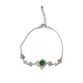 Bracelet argenté avec zircon vert et breloques de caractère chinois Fu - Bracelet Calebasse Noeud Zirconia Vert