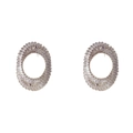 Boucles d'oreilles ovales irrégulières en argent avec zircons brillants pavés - Style Ovale Irrégulier Entièrement Serti de Strass / Argent