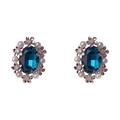 Boucles d'oreilles vintage avec pétales en métal, cristal bleu foncé et petites perles - Bleu - Boucles d'Oreilles Géométriques Pétales en Métal et Perles