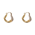 Boucles d'oreilles créoles torsadées en or avec émail blanc et design métal minimaliste - Blanc