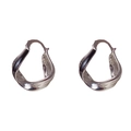 Boucles d'oreilles créoles torsadées en argent poli au design minimaliste et élégant - Noir