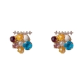 Pendientes vintage hechos a mano con cristales de colores y perlas de estilo francés - 41# Pendientes de Botón Perlados Hechos a Mano
