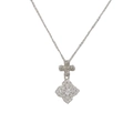 Collier élégant argenté avec pendentif fleur à quatre feuilles pavé de zircons - Argent