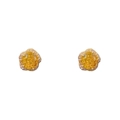 Boucles d'oreilles fleurs exquises avec pétales en zircon jaune et finition dorée - Jaune