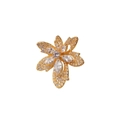Broche feuille d'érable plaquée or exquise avec cristaux blancs étincelants pour femme - Or