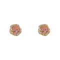 Boucles d'oreilles fleur dorées avec pierre rose et accents de zircone clairs - Rose