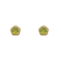 Boucles d'oreilles fleur élégantes avec zircon vert et finition dorée chic - Vert