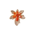 Broche feuille d'érable dorée avec gemmes oranges et cristaux étincelants de luxe - Rouge