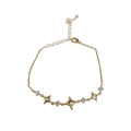 Elegant gold plated star bracelet with sparkling cubic zirconia and adjustable chain - Gold
