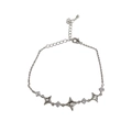 Elegant silver star bracelet featuring sparkling zircon stones and adjustable chain link - Silver