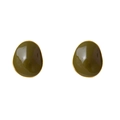 Boucles d'oreilles ovales irrégulières en émail vert olive avec bord doré - Boucles d'Oreilles Clous Rondes Irrégulières Vertes