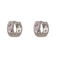 Silver star huggie earrings with cutout pattern and sparkling cubic zirconia stones - Silver