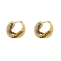 Französische Vintage-Goldcreolen mit handgeperltem Metall und braunen Edelsteinen - Gold