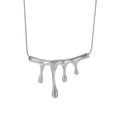 Silver liquid metal drop pendant necklace with a polished finish on a snake chain - XLH1083 Lava Teardrop / Steel