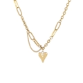 Retro hip hop titanium steel necklace featuring chunky gold links and a heart pendant - Necklace / Gold
