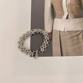 Silberne Uhrenkette Halskette mit OT-Knebelverschluss im minimalistischen Vintage-Stil - Uhrenketten-Armband(E168) / Stahlfarben