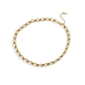 Retro hollow circle gold titanium steel bracelet with zircon details for women - Gold Hollow Round Link Necklace / Gold