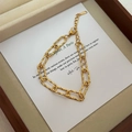 Elegante Halskette mit rechteckigen Gliedern aus 18K vergoldetem Edelstahl mit Textur - Texturiertes Gliederarmband (E160) / Gold