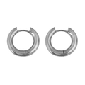 Polished silver chunky stainless steel hoop earrings with reflective mirror finish - Steel Color / 20mm Diameter