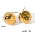 Poliierte 1,5 cm goldene hohle Kugelstecker aus Edelstahl für Damenmode - Gold