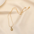 18K gold plated snake chain necklace with rectangular transparent leaf pendant - Snake Chain (H616) / White Zirconia Style (H616)