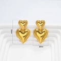 Detaillierte Maße der 18k Gold Herzohrringe mit 33mm Höhe und 20mm Breite in der Nahaufnahme - Gold-Stil (JZ-E24042204G)