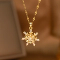 Exquisite 18k gold plated clover necklace with snowflake pendant and zircon inlay - Zirconia Snowflake Style (9210) / Gold