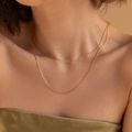 Elegante 18K vergoldete zweilagige Schlangengliederkette aus Edelstahl für Damen - Doppellagiges Gold (JZ-N246192GG)