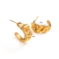 Goldene C-förmige Ohrringe mit Lava-Textur aus 18K vergoldetem Edelstahl 22mm Größe - Gold (JZ-E246122G)