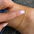 18K vergoldete Edelstahl-Büroklammer-Fußkette für Damen am Knöchel getragen - 4mm Büroklammer-Kette Fußkettchen
