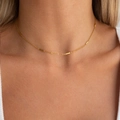 Minimalistische Halskette aus 18K vergoldetem Edelstahl mit geometrischen Balken-Details - Rechteckiger Metallstab Dekor Stil (JZ-N249271G1)