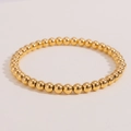 Nahaufnahme des 18K vergoldeten Edelstahl-Perlenarmbands mit polierter Oberfläche - 5mm / Gold