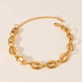 Poliertes 18k vergoldetes Kaffeebohnen Gliederkette Armband mit Karabiner für Damen - Kaffeebohnen Kettenarmband