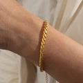 18k gold plated stainless steel braided wheat link bracelet with adjustable chain - Wheat Pattern Bracelet / Gold S Bracelet