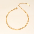 Goldene Figaro-Gliederkette mit K18-Anhänger und Karabinerverschluss für Damen - 3mm Figaro-Kette Armband