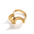 Minimalistischer S-förmiger Edelstahlring mit 18k Goldbeschichtung und poliertem Finish - US 6 / Gold S-Form Design Ring