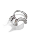 Polierter silberner Edelstahlring in S-Form mit minimalistischem flüssigem Design - US 6 / Silber S-Form Design Ring