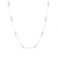Elegante 18k vergoldete Edelstahlkette mit abwechselnd weißen Perlenakzenten verziert - Silberne Halskette (JZ-N253182S)