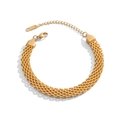 Detail of adjustable 18k gold plated mesh chain bracelet with secure lobster clasp - Mesh Craft Bracelet / Braided Bangle