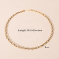 Zweifarbige Halskette aus Edelstahl in Gold und Silber, 6,5 mm breit und 47 cm Gesamtlänge - Silber Gold Halskette (JZ-N250352SG) / 6.5mm Breite