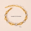 Zweifarbiges Armband aus Gold- und Silbergliedern mit K18-Anhänger und Karabinerverschluss - Zweifarbiges Armband (JZ-B250352GS) / 6.5mm Breite