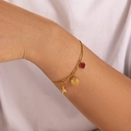 Vergoldetes Meeres-Charm-Armband mit rotem Herz, Muschel und Seestern-Anhängern - Gold