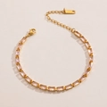 Elegantes Goldarmband mit rechteckigen rosa Zirkonia-Steinen und Karabinerverschluss - Rosa Stil (Style 01)