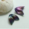 Iridescent mermaid tail resin charm in purple gradient finish for DIY jewelry crafting - 1 Piece / Purple