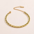 Elegant gold-plated bracelet with rectangular light green zircon stones and lobster clasp - Light Green Style (Style 05)